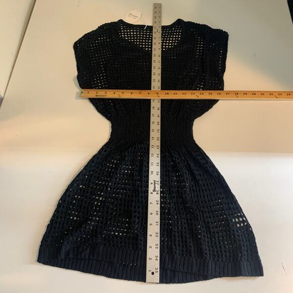 Hount Dress Womens S Small Black Open Stitch Crochet Knit Cover Up See Through - Picture 7 of 11